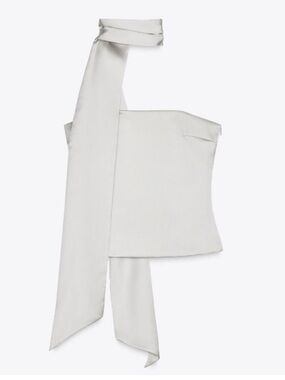 One-Shoulder Satin Crop Top with Scarf